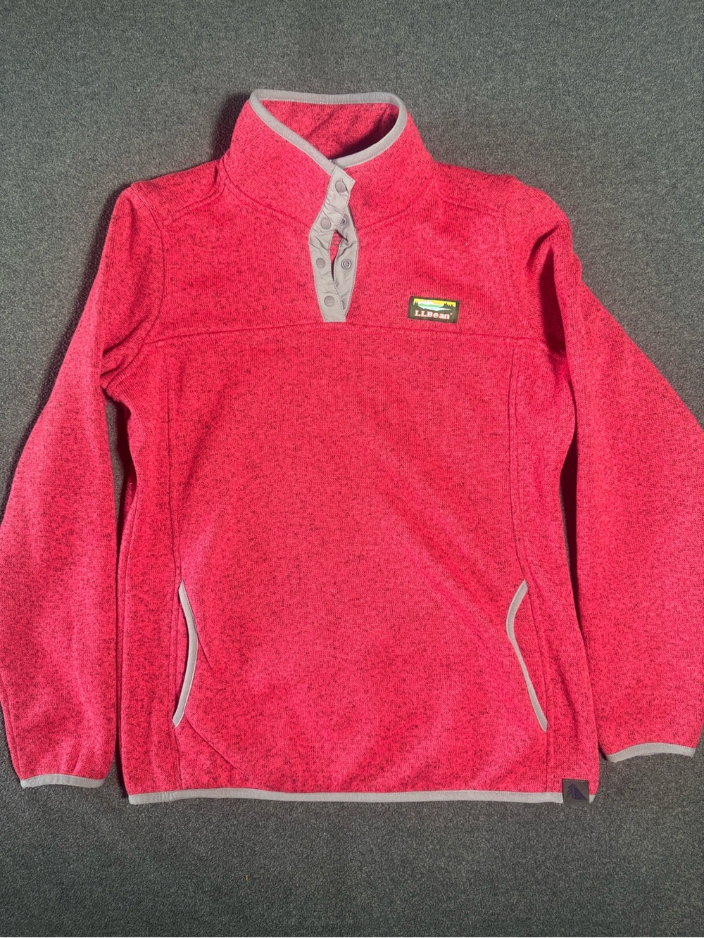L.L. Bean Pink Snap-Collar Fleece Pullover